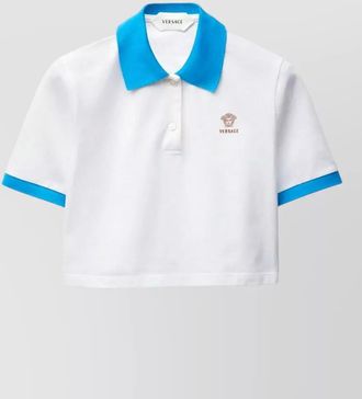 Versace polo shirt contrasting collar cropped length