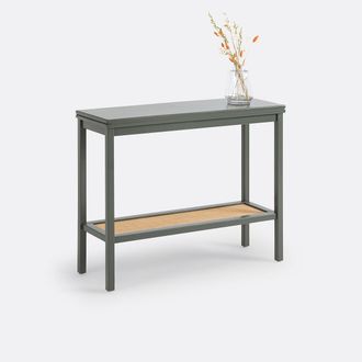 La Redoute Interieurs Consoletafel met dubbel blad, massief grenen en riet, lengte 102 cm, GABIN