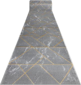 RugsX Rugsx - Alfombra De Pasillo Emerald Exclusivo 1012 Glamour, Elegante M&aacute;rmol, Geom&eacute;trico Gris / Oro 80 Cm Grey 80x100 Cm