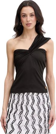 Karl Lagerfeld Tops, Dames, Zwart, XS, Polyester, One-Shoulder Twisted Top