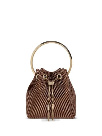Jimmy Choo London Bon Bon shimmering-mesh handbag - women - Fabric/glass/Metal - One Size - Brown