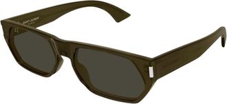 Saint Laurent Rechthoekige Zonnebril - Heren - Zonnebrillen - Bruin - 59 MM - Nylon - Accessoires