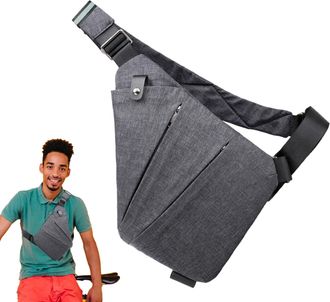 Generic Mens Anti-Theft Travel Bag - 12.6in | Oxford Polyester Bag - Large Capacity Stylish Shoulder Bags With Adjustable Strap, Ideal For Outdoor Activities,