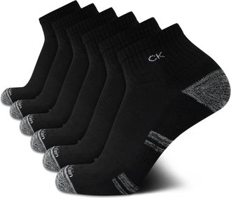 Calvin Klein Mens Socks - Cushioned Above Ankle Athletic Mini-Crew Socks (6 Pack), Black Ck, 5-12 UK