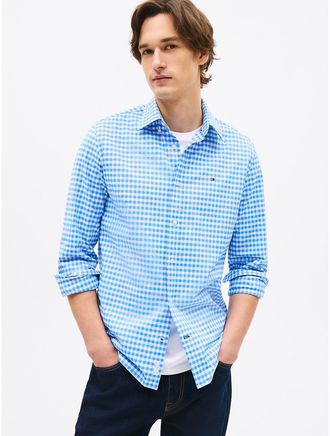 Tommy Hilfiger Mens Regular Fit Gingham Oxford Shirt - Blue - XXXL