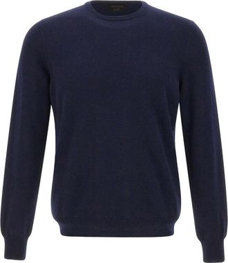 Gran Sasso Ribgebreide trui met ronde hals - Blauw