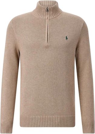 Polo Ralph Lauren Katoenen trui met rits - Heren - Coltruien - Bruin - XL - Katoen - Truien & Vesten
