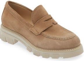 La Canadienne Daniel Waterproof Platform Penny Loafer in Biscotti Suede at Nordstrom Rack, Size 6