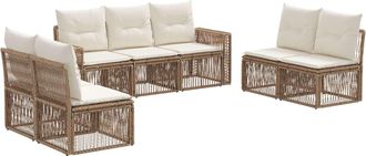 vidaXL Conjunto De Sof&aacute;s De Jard&iacute;n 7 Uds. Beige Y Blanco Crema Vidaxl