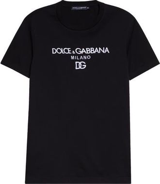 Dolce & Gabbana Beauty Embroidered DG Logo T-Shirt in N0000 Black at Nordstrom, Size 36 Us