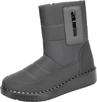 Generic WomenS Ankle Wide Boots Plush Deer Prints Flat Round Toe Lazy Suede Shoes Boots Leather Ankle Boots for Women (Grey, 5.5)