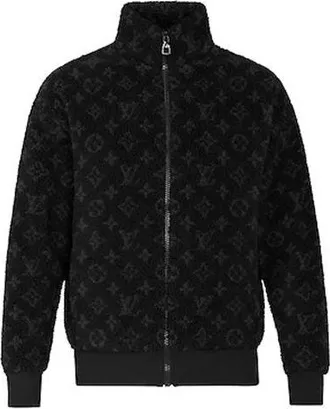 Louis Vuitton LV Monogram Fleece Full Logo Zipper Jacket Unisex Black 1A5VFA