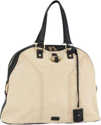 Saint Laurent Pre-owned Handbags, female, Beige, Size: ONE SIZE Pre-owned Canvas Handbag