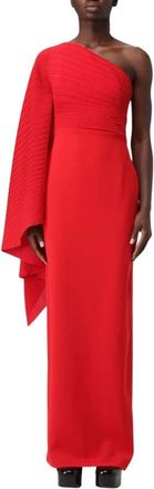 Solace London Kleedjes, Dames, Rood, L, Elegante formele galajurk met asymmetrische mouw