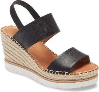 Gentle Souls by Kenneth Cole Elyssa Platform Wedge Sandal in Black Leather at Nordstrom, Size 11
