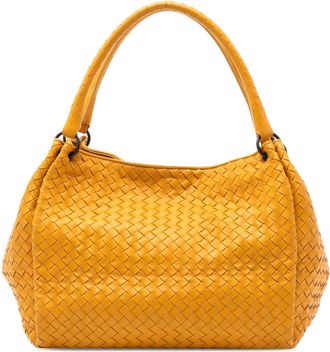 Bottega Veneta Womens Pre-owned Nappa Intrecciato Parachute Tote - Orange Leather - One Size