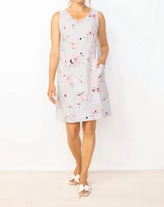 Habitat Easy Linen Parisian Floral Pocket Dress In Melon