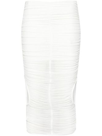 MUGLER Midi-rok met ruches - Wit