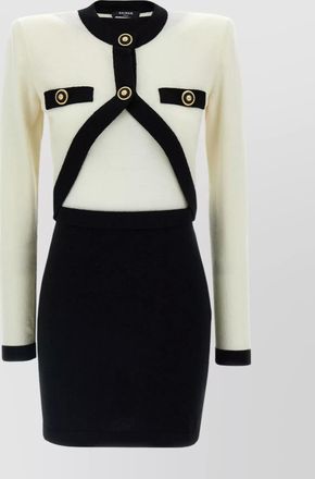 Balmain chain trim fitted button sleeve dress