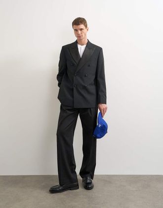 Topman blazer da smoking doppiopetto vestibilit&agrave; comoda nero