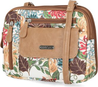 MultiSac Womens Zippy Triple Compartment Crossbody Bag Cross Body, Elegance Floral