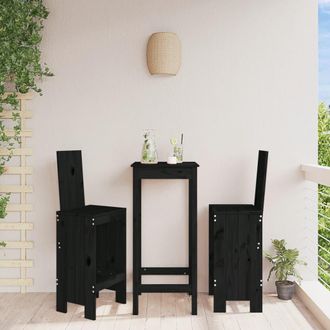 vidaXL Vidaxl - Taburetes De Cocina 2 Uds Madera Maciza Pino Negro 40x42x120 Cm