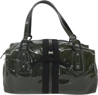 Ferragamo Pre-owned Handbags, female, Green, Size: ONE SIZE Pre-owned Leather Handbag