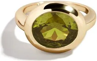 BaubleBar Birthstone Oval Cubic Zirconia Ring in Peridot at Nordstrom, Size 6