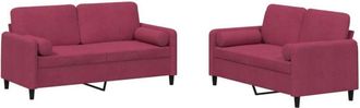 vidaXL Vidaxl - Juego De Sof&aacute;s Con Cojines 2 Piezas Terciopelo Rojo Tinto