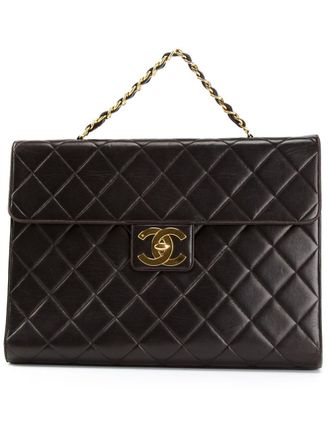 Chanel quilted classic flap jumbo brief case - Blu
