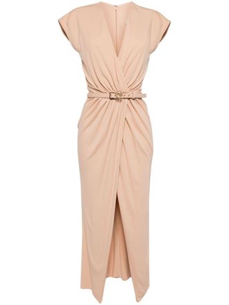 Elie Saab draped midi dress - women - Viscose - 38 - Neutrals