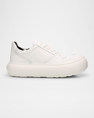 Moschino Mens Chunky Leather Low-Top Sneakers