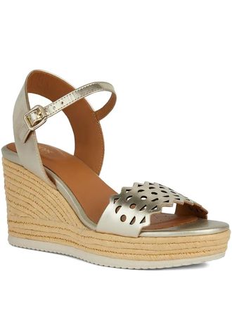 Geox 75mm Ponza ankle-strap cut-out wedge sandals - women - Leather/Leather/Rubber - 40 - Gold
