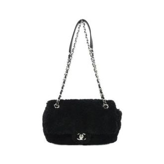 Chanel Pre-owned Mixed Fiber Lambskin Calfskin Shoulder Bag - Dames - Pre-owned - Zwart - Maat: ONE Size Leer