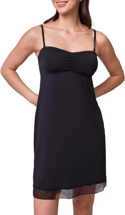 Montelle Intimates Convertible Lace Trim Slip in Black at Nordstrom, Size Xx-Large