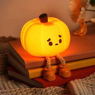 OEM L&aacute;mpara De Noche De Silicona Con Forma De Calabaza Para Ni&ntilde;os Con Brillo Ajustable, Recargable, T&aacute;ctil, Divertida Decoraci&oacute;n De Escritorio - Crezuo