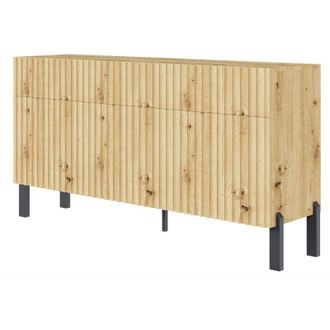 Selsey Telire - Aparador De 3 Puertas Con Tres Cajones Y Frente Con Lamas, 154 Cm - Roble Artisan - Selsey