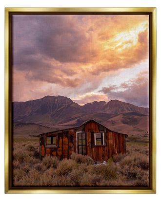 Stupell Industries Rural Sunset Countryside Hut Framed Floater Canvas Wall Art By Jeff Poe