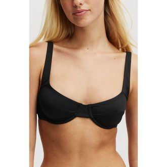 Cotton On Womens Underwire Balconette Bikini Top in Black at Nordstrom, Size X-Small