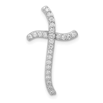 Diamond2Deal 14k White Gold 1/4ct. Diamond Cross Chain Slide Pendant