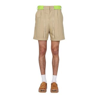 Palm Angels Korte Broeken, Heren, Beige, M, Polyester, Casual Shorts