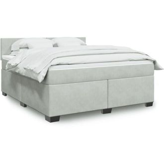 vidaXL Vidaxl - Cama Box Spring Con Colch&oacute;n Terciopelo Gris Claro 180x200 Cm