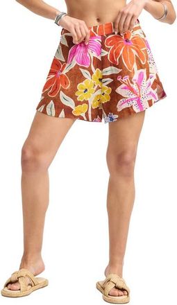 Vitamin A The Getaway Linen Cover-Up Shorts in Painted Garden at Nordstrom, Size X-Small