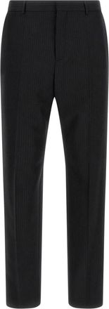 Saint Laurent Nauwsluitende Gestreepte Pantalon - Heren - Nette broeken - Zwart - 2XL - Wol - Broeken