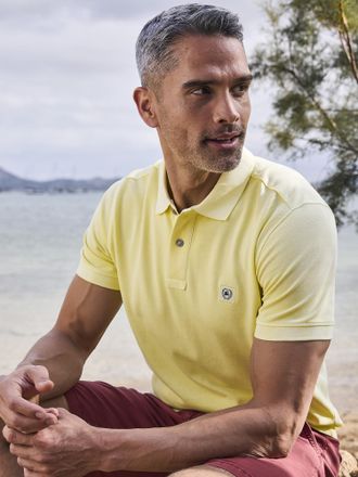 Lerros Poloshirt LERROS Herren Poloshirt in gewaschener Optik, Herren, Gr. S, gelb (faded gelb), 100% Baumwolle, ohne Ausschnitt, Shirts Poloshirt