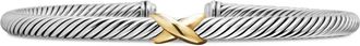 David Yurman Bracciale X Classic Cable Station in oro giallo 18kt e argento sterling (4mm)