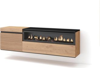 Skraut Home Skraut Home - Mueble Tv, Televisi&oacute;n, Muebles De Sal&oacute;n, Almacenaje, 150x45x35cm, Para Tv Hasta 65, Chimenea El&eacute;ctrica, Colgado, Suspendido, Estilo Mode