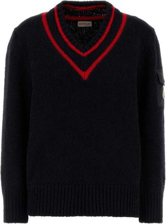 Moncler Navy Blue V-Neck Pullover