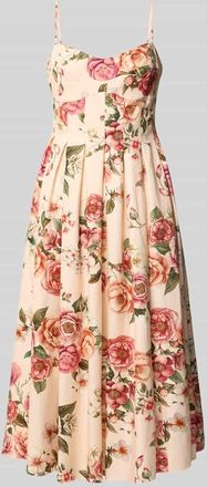 Guess Midikleid aus Leinen-Viskose-Mix mit Eingrifftaschen in Rosa, Gr&ouml;&szlig;e XL