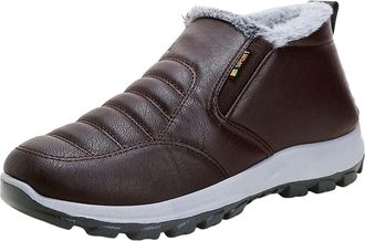 Generic Mens Fur Lined Thermal Boots - Ankle Boots For Snow For Men Anti-Slip Walking Shoes Lightweight Snow Boots Fuzzy Winter Shoe Casual Low Booties Plush 